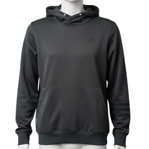 Adidas Basketball Hoodie Dark Gray Fleece Lined 3 Stripe Sleeve Men's XL